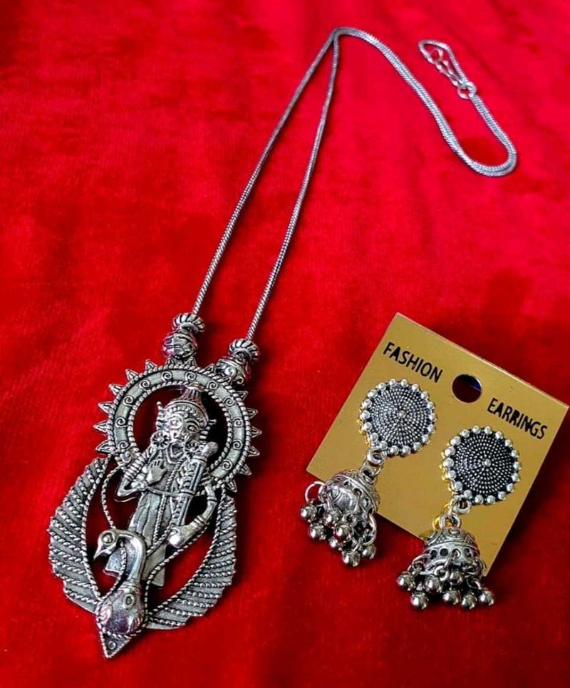 Oxidized Silver Necklace &amp; Earring Set