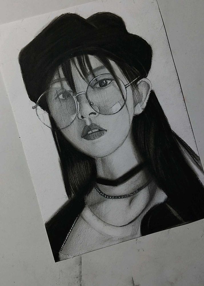 Girl with Glasses &amp; Hat Art