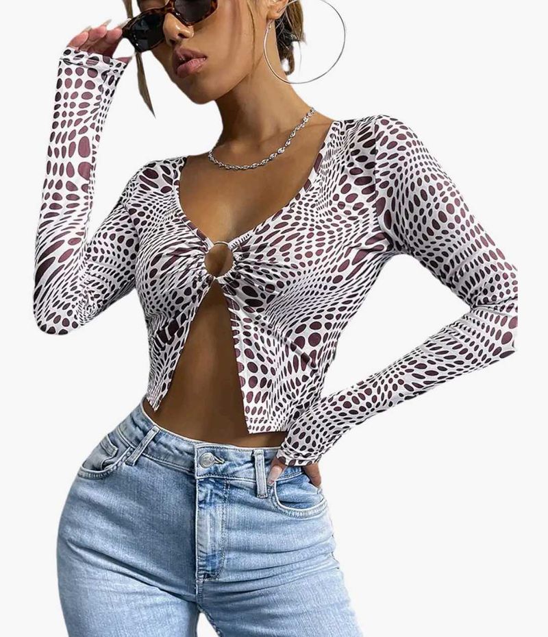 Brown Pattern Crop Top