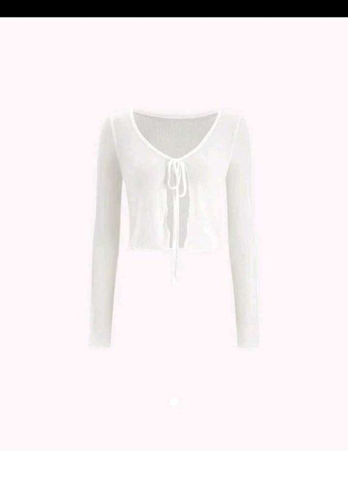 H&amp;m white tie up top