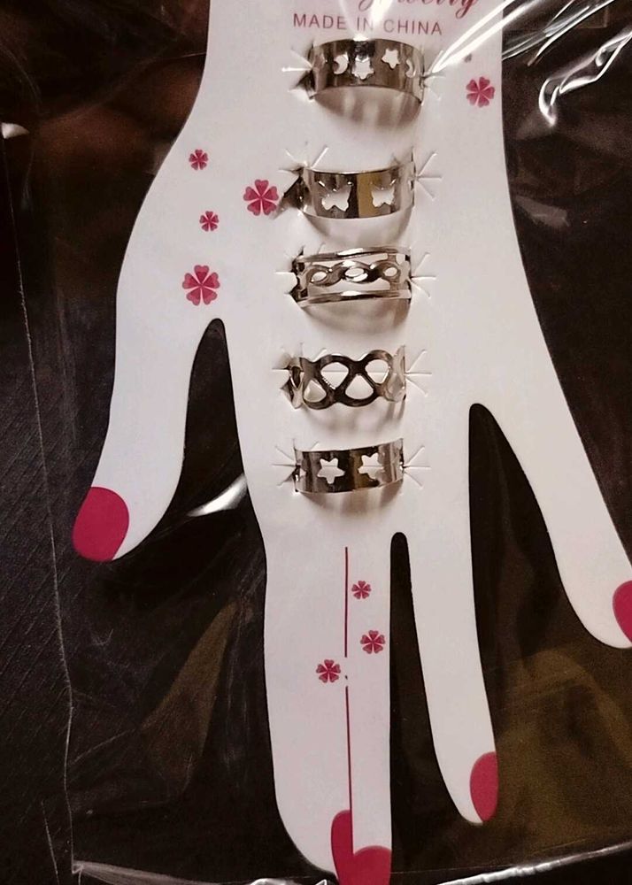 Combo Of 5 Adjustable Rings