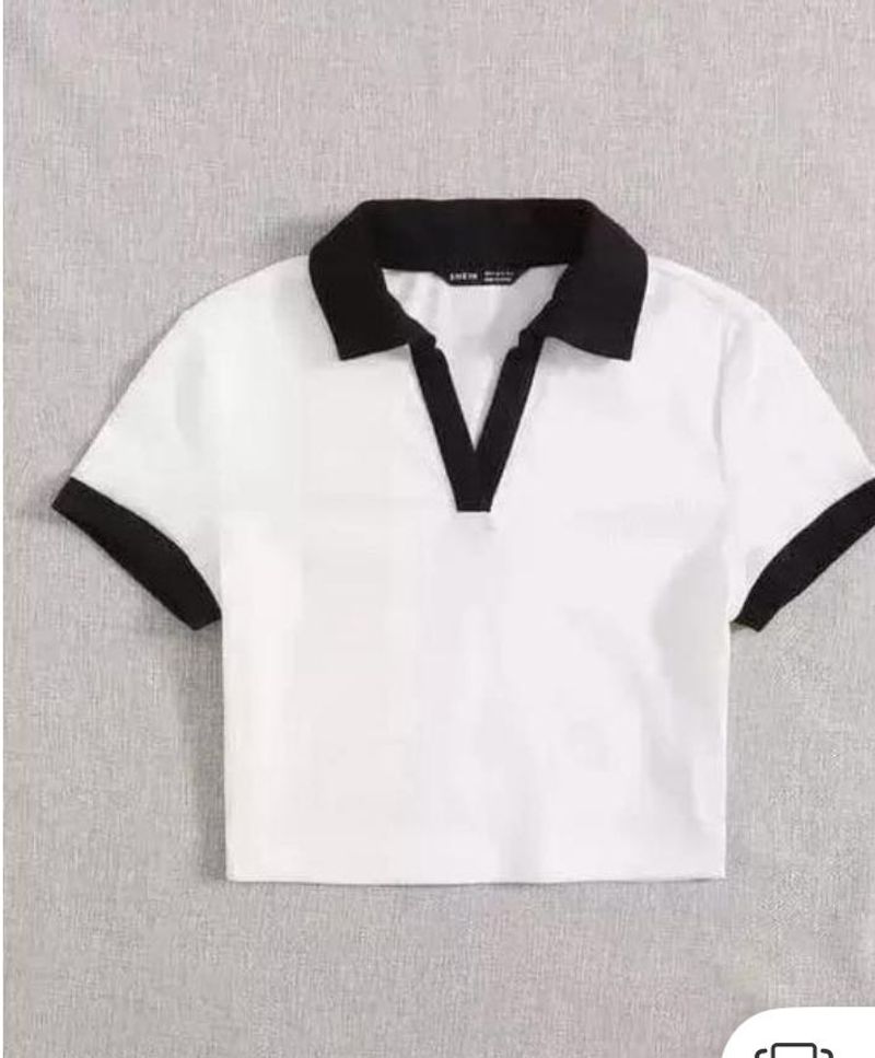 White &amp; Black Polo Top