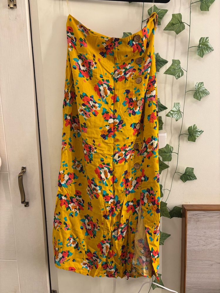 Floral Yellow Midi Skirt