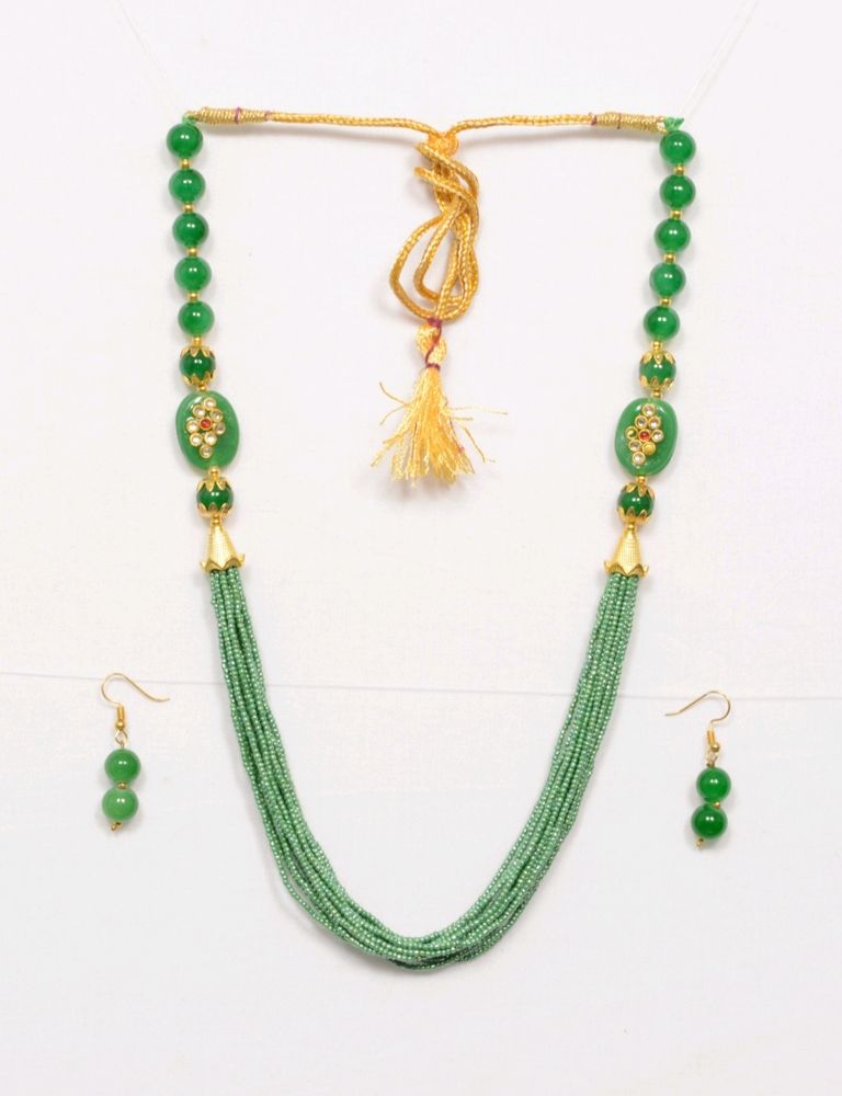 Green Necklace With Earrings..      Jaipurjewelry, BeadsNecklace, ChokerSet, Kundanjewelry, Forever21, Earrings, Necklace, Peacockjewellery, Chain.