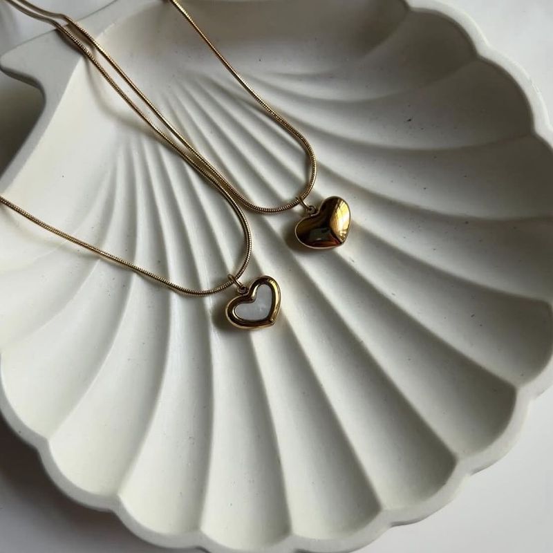 Reversible Heart ❤️ Pendant Necklace Anti-tarnish