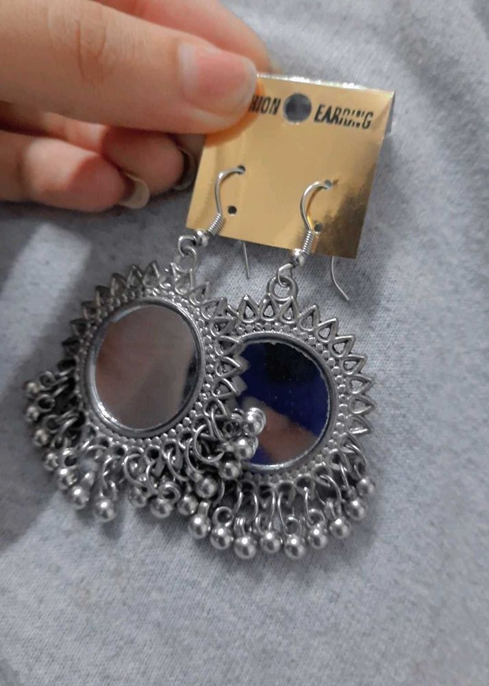 Mirror Jhumka Earrings
