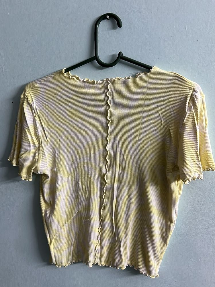 Yellow Tie Dye  Ribbed Crop Top