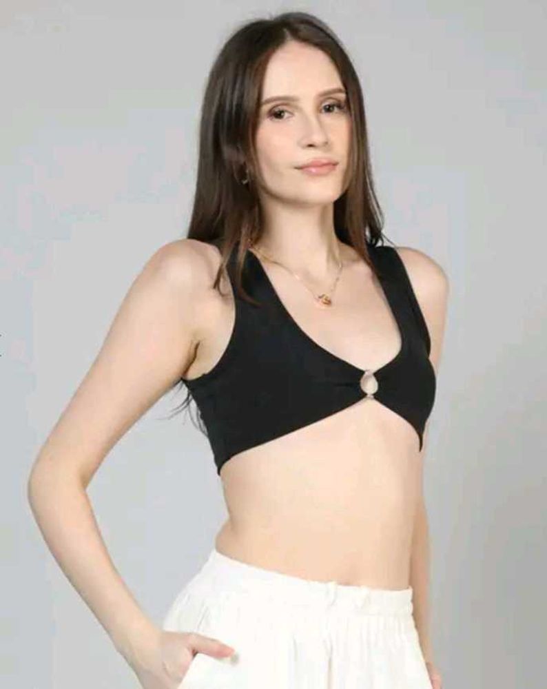 Shein Scoop Neck Sleeveless Ring Micro Crop Top