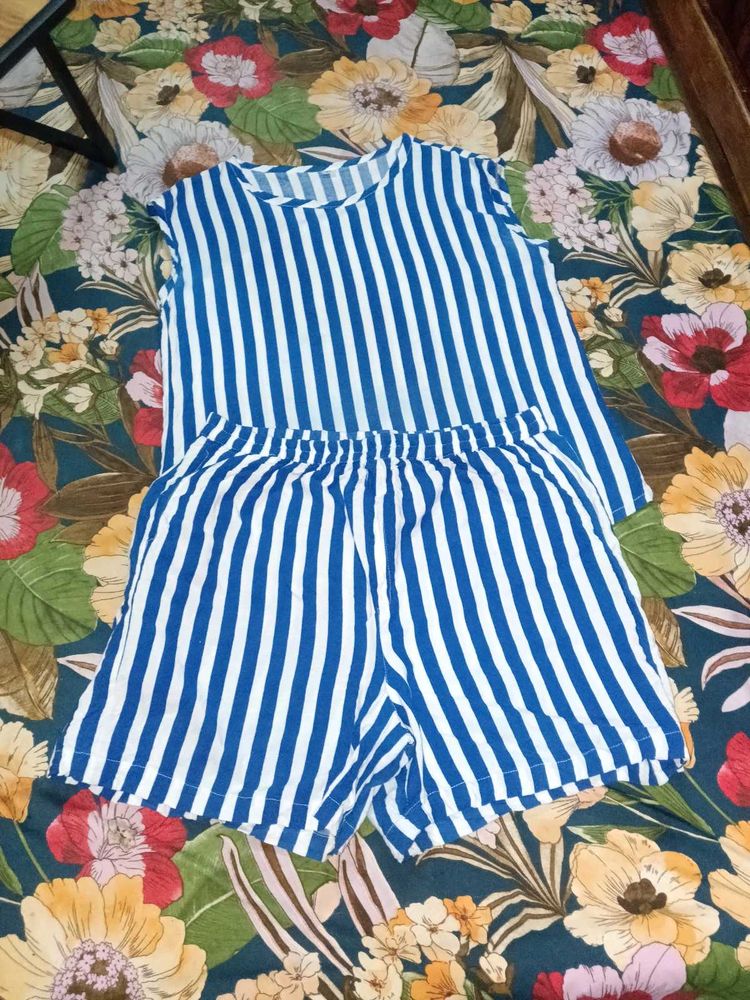 Striped Top &amp; Shorts Set
