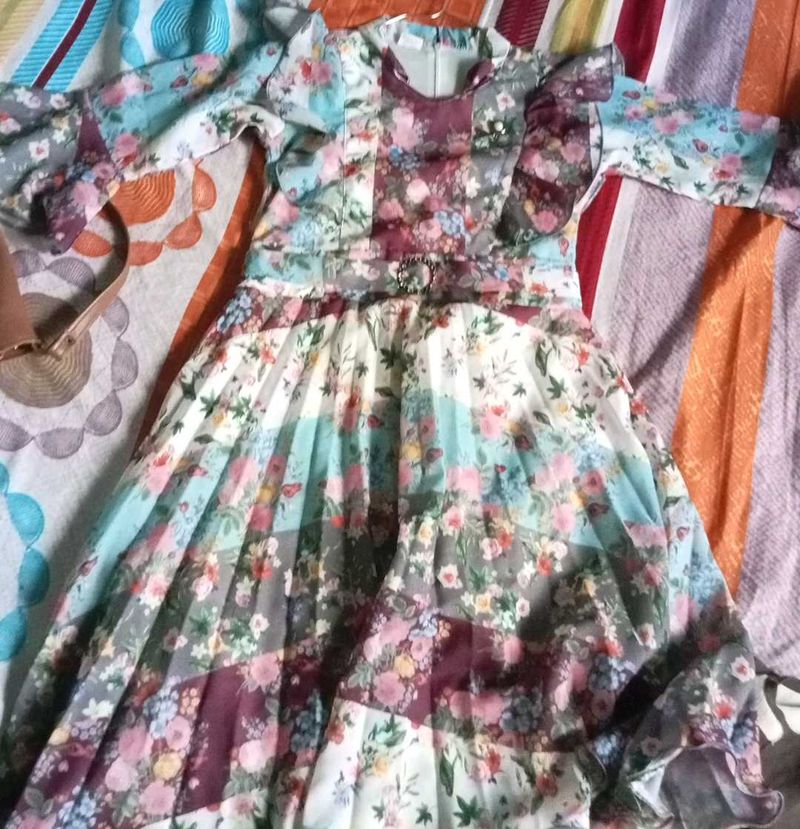 Floral Patchwork Dress With No Defect