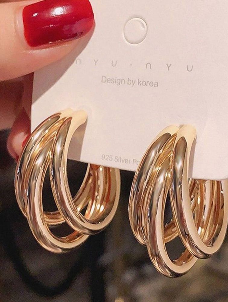 Celestique Gold-Plated Contemporary Hoop Earrings