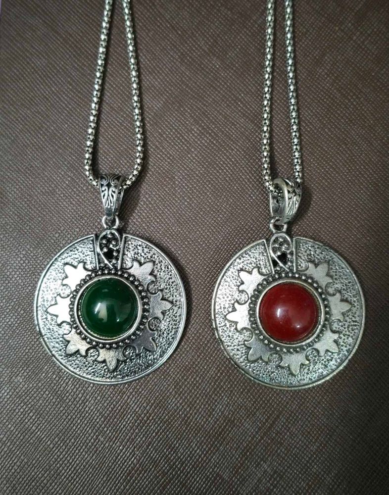 German Silver/Oxidised Jewellery Pendent Necklace