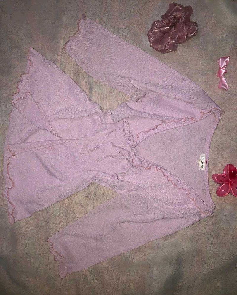 Cute Pink Tie Front Top