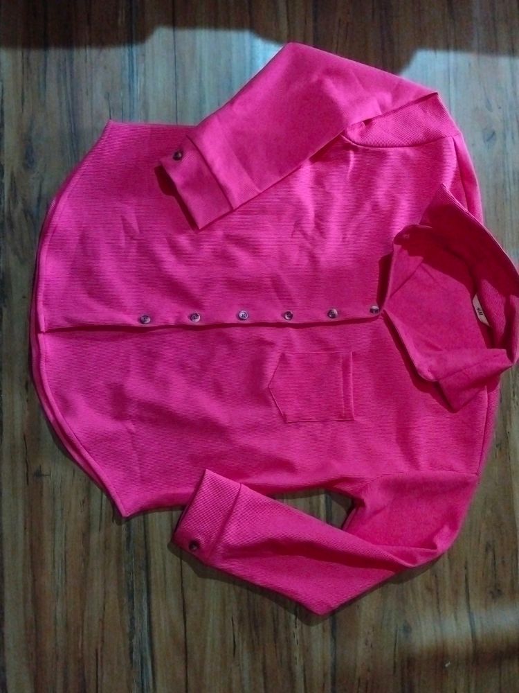 H &amp; M Hot Pink Ripped Shirt For Women