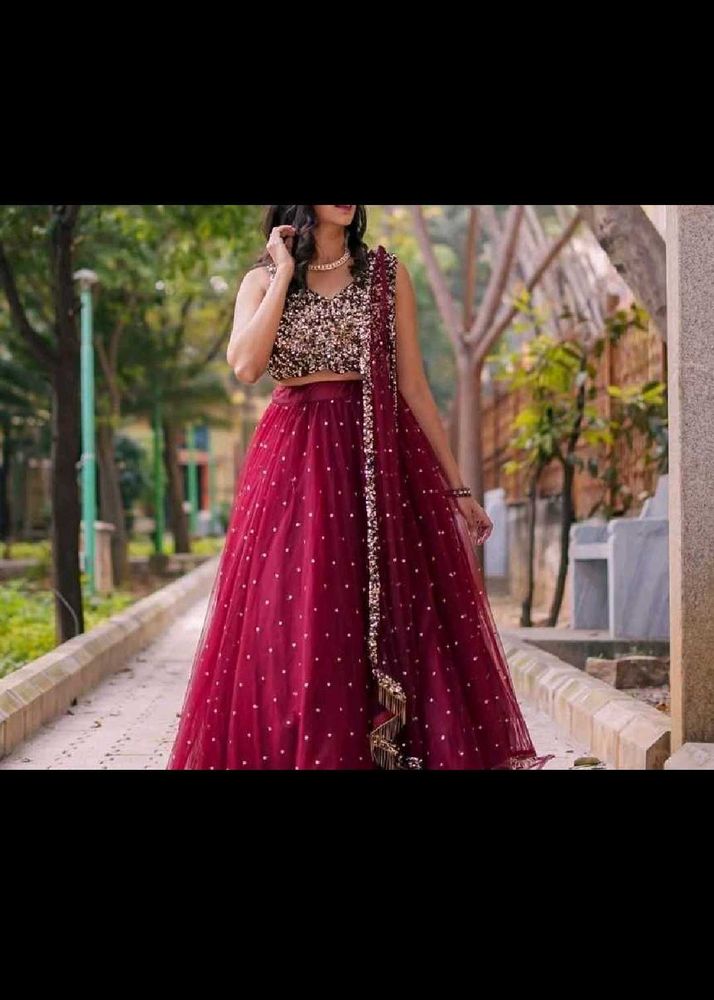 Disgner Maroon Lehenga Choli Set