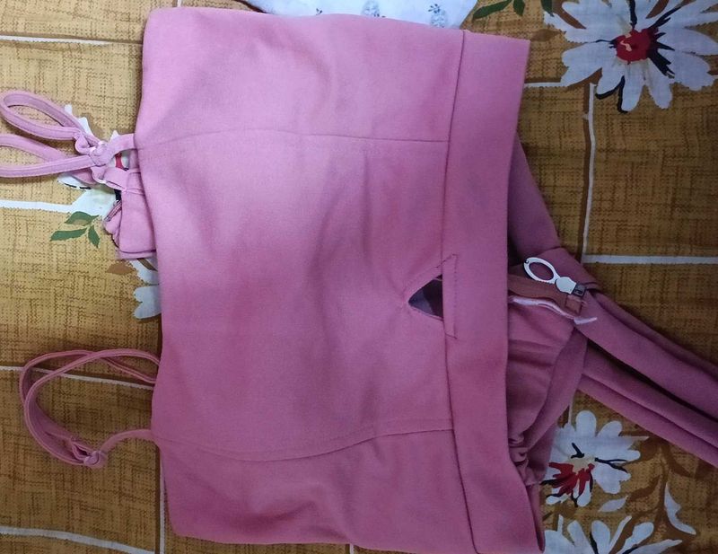 Pink Drawstring Detail Dress
