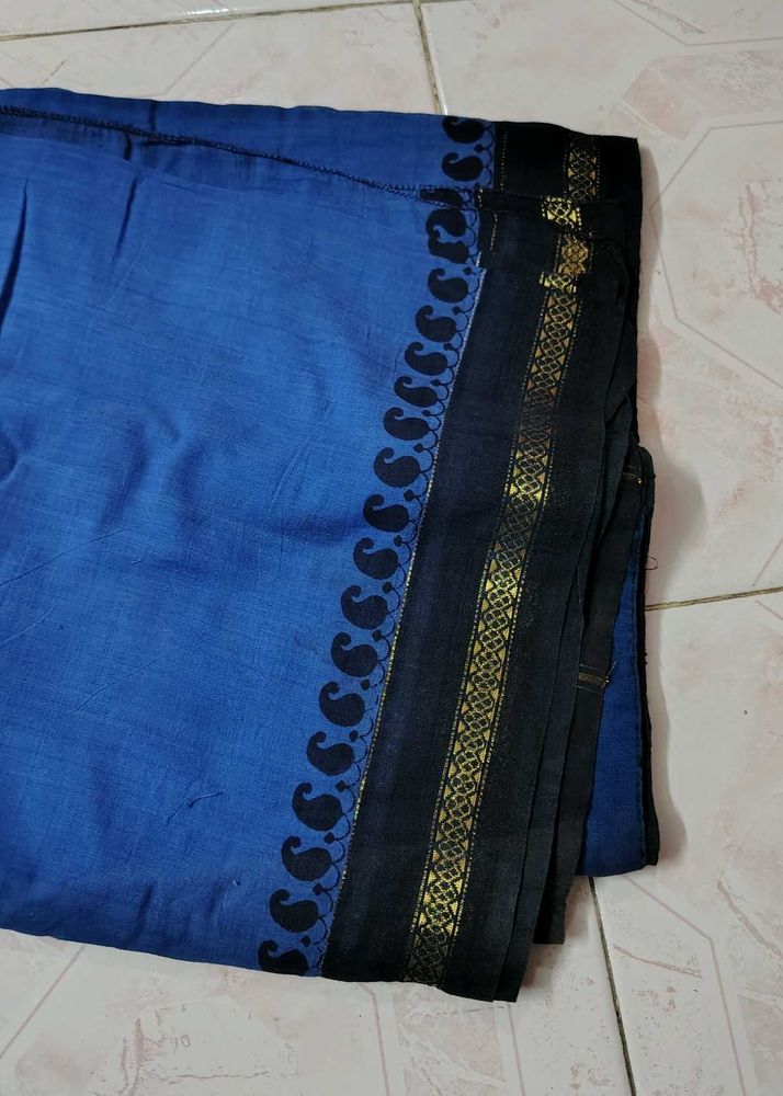 Blue Cotton Saree