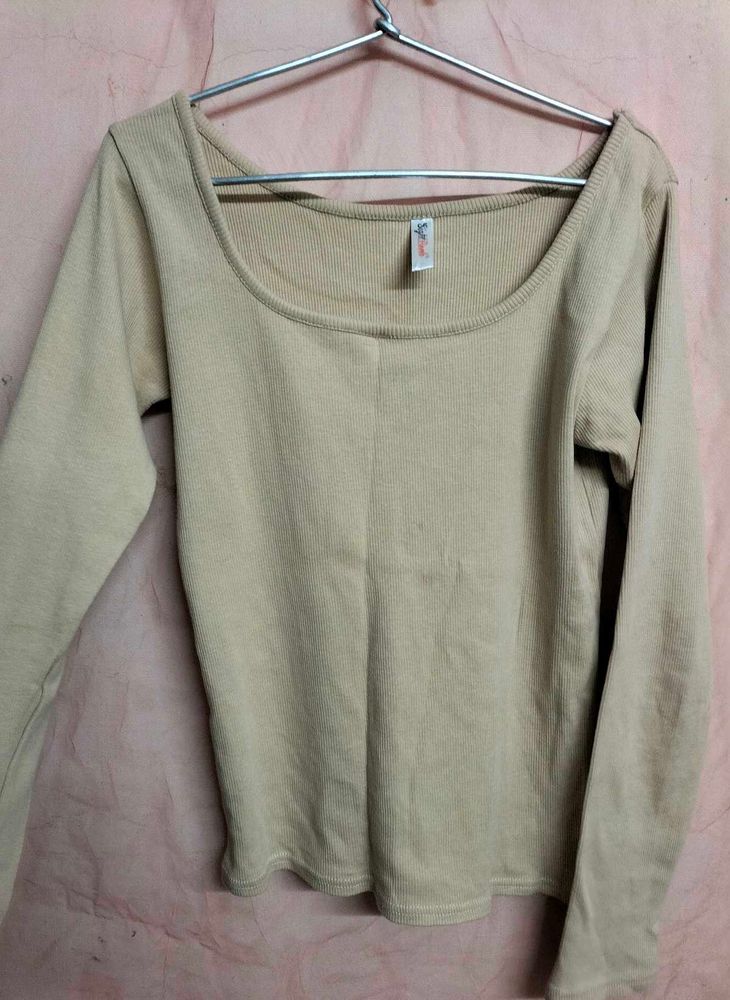 Beige Long Sleeve Top
