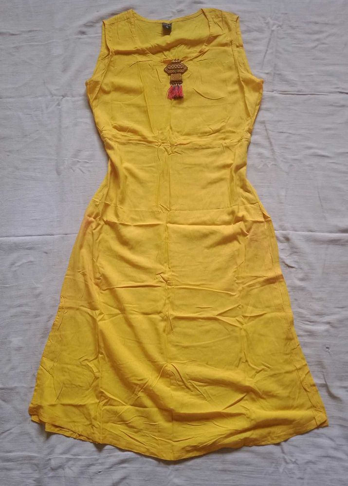 A-line yellow kurti