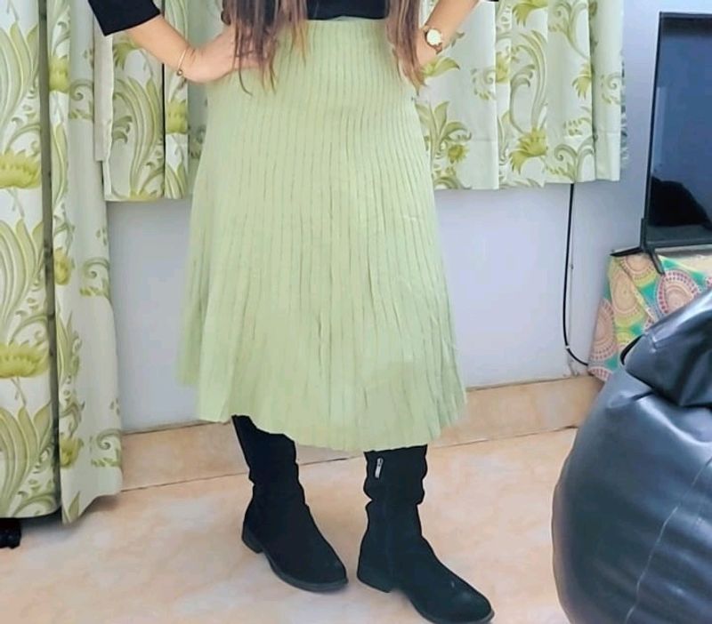 Light Green Long Woollen Skirt