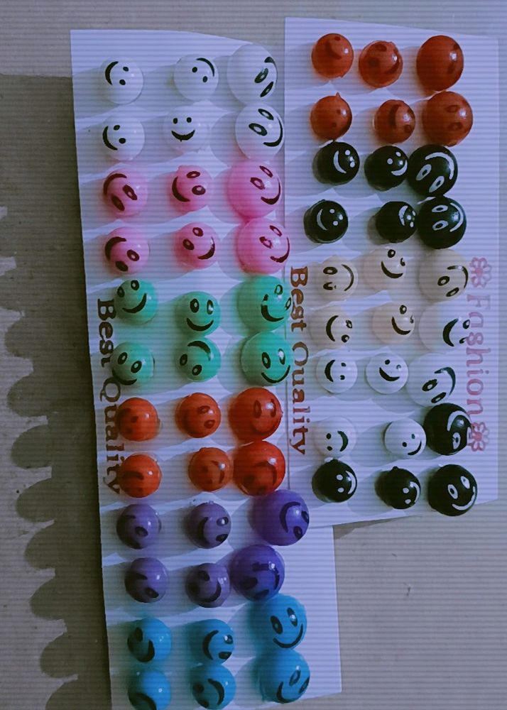 Multicolour Round Smile stud Card earring for girls and women Plastic Stud Earring 💖🫶🏻