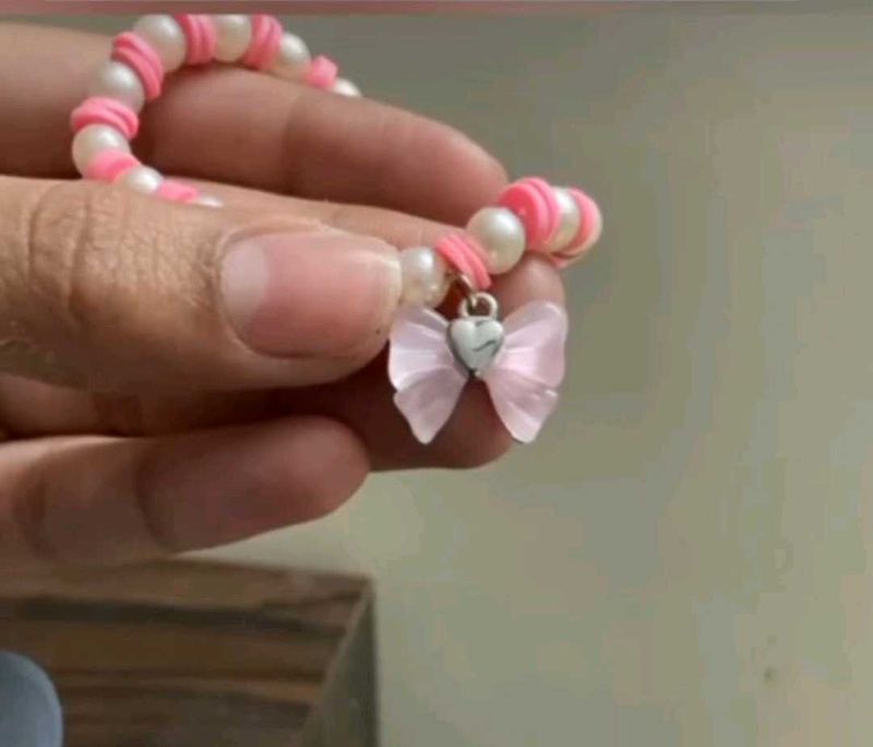 Pink Bow Pearl Bracelet