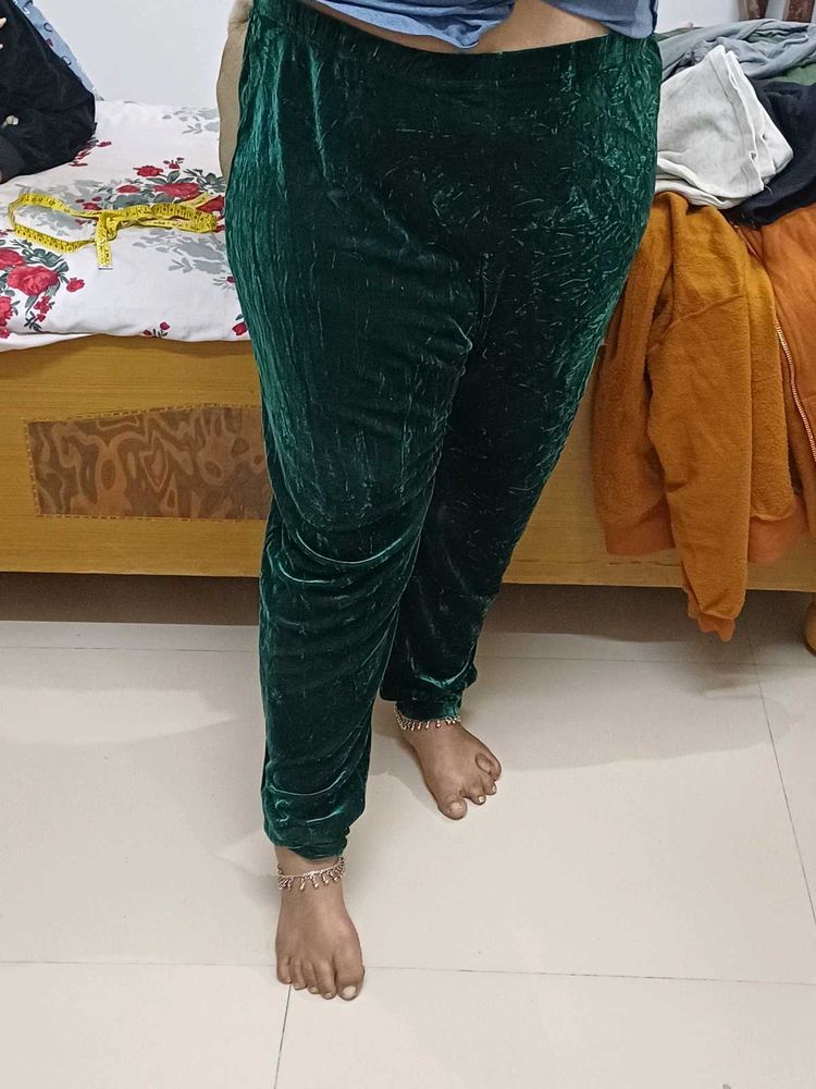 Green Velvet Plussize Pants