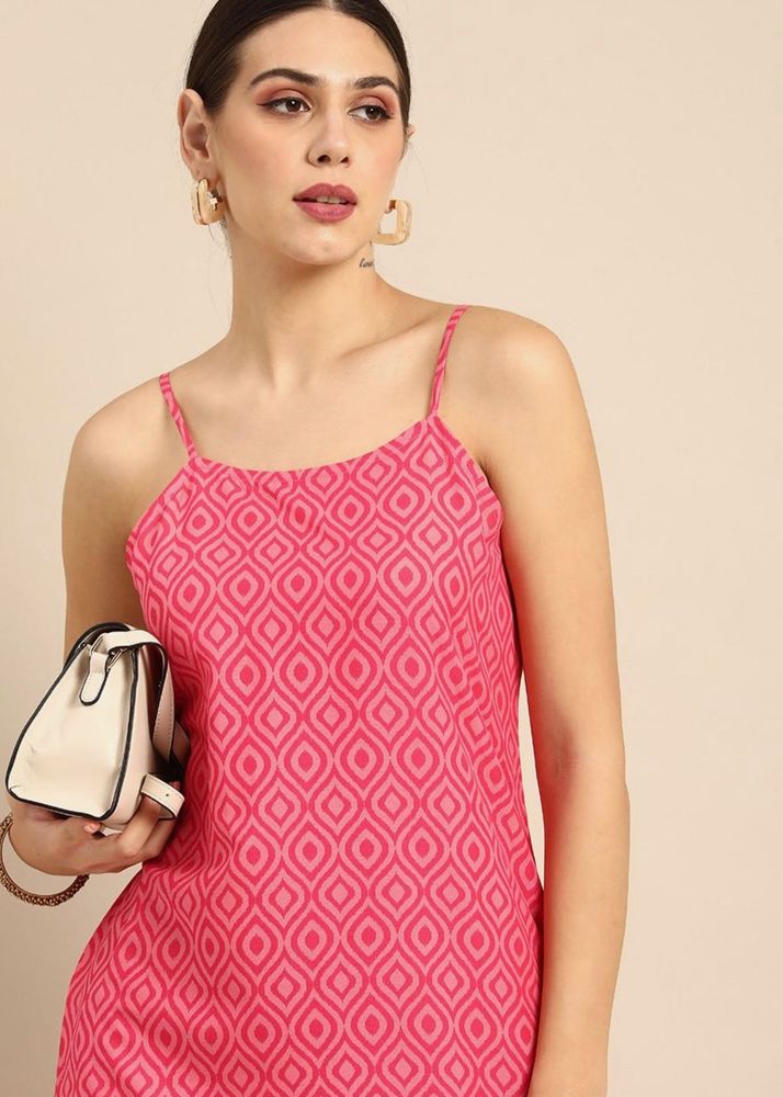 Pink Printed Short Kurti