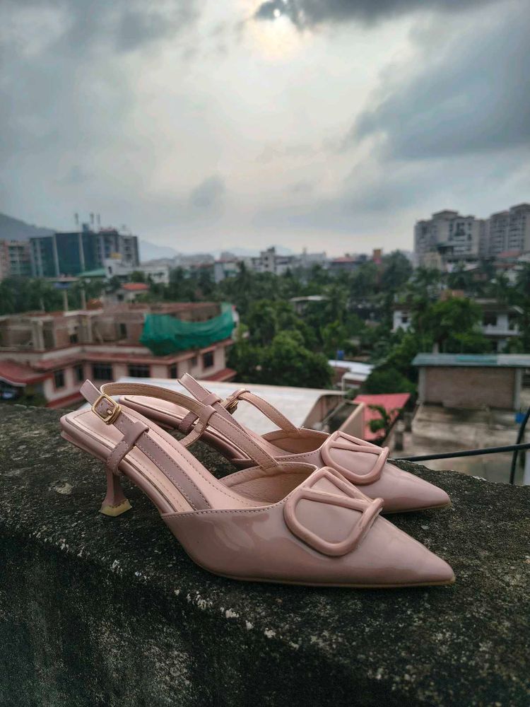 Pinkish Nude Elegant Kitten Heels Pointed Shoes