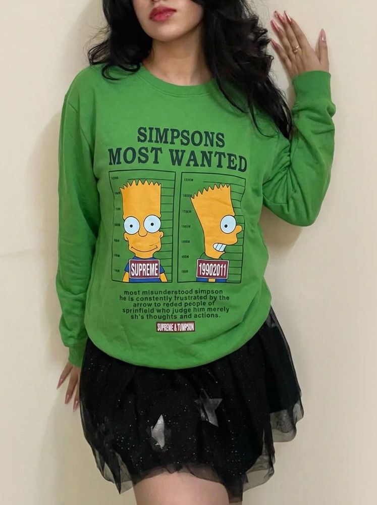 Supreme x Simpsons 'Most Wanted' Green Sweatshirt