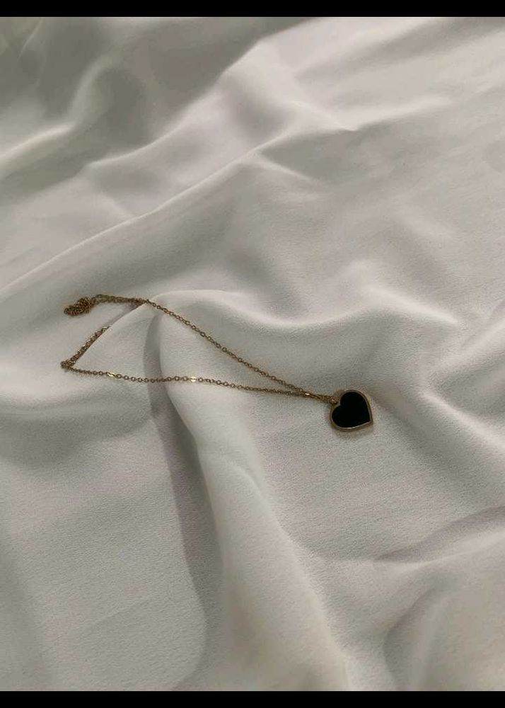 Rose Gold Chain with Black Heart Pendant
