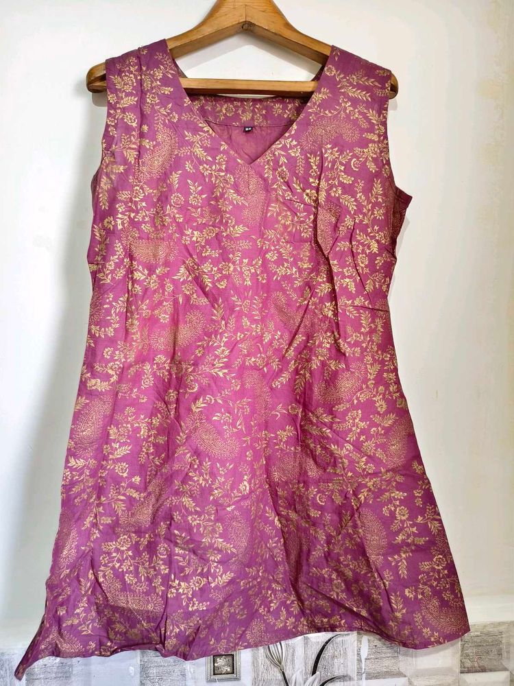 Elegant Purple Printed Kurta M/ L Size 36-38 in