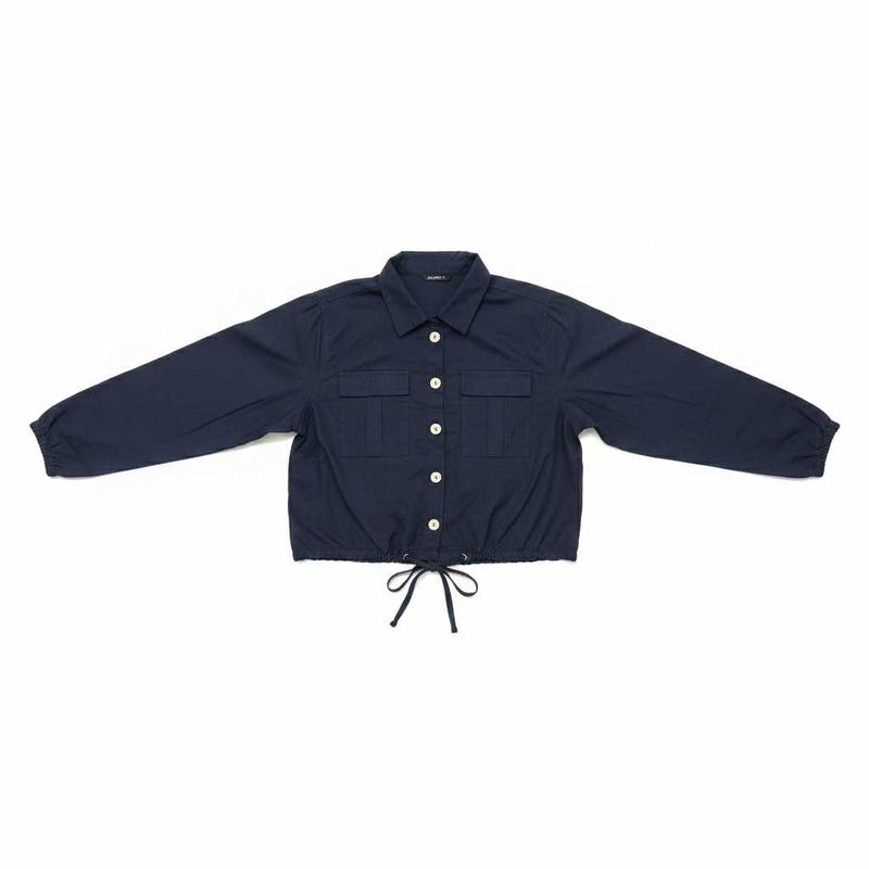 Black Cropped Button-Down Shirt