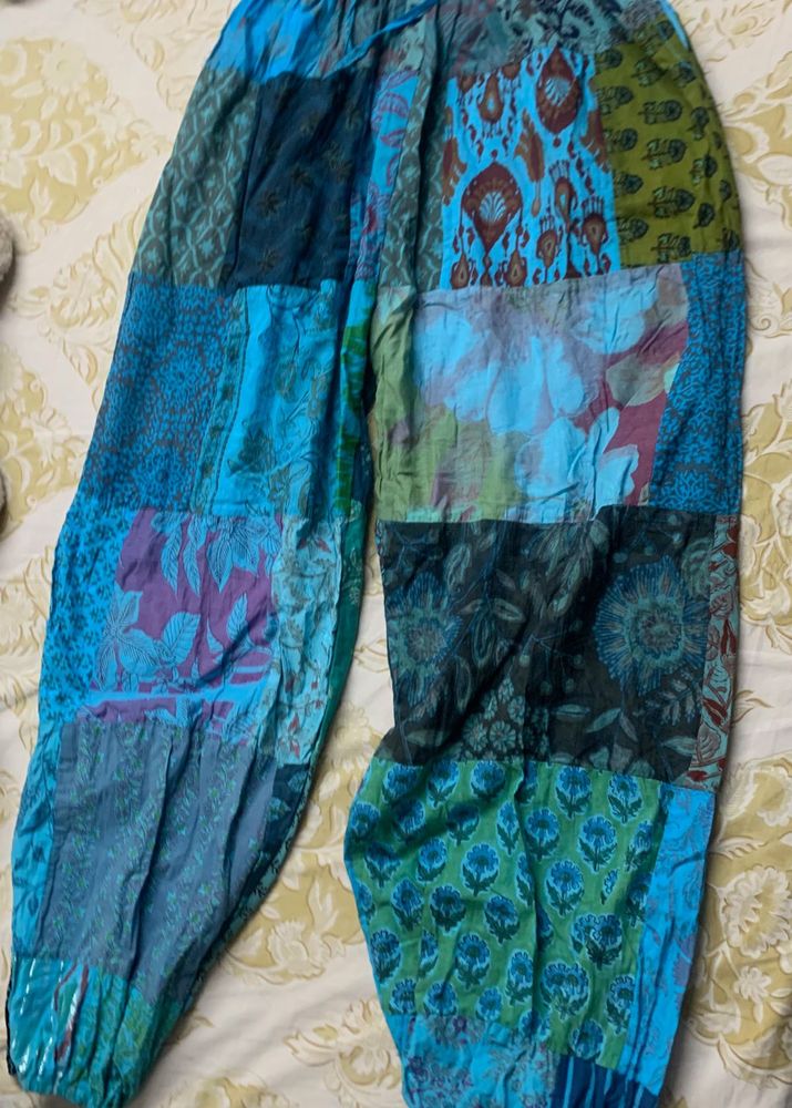 Patchwork Baggy Pant Free Size