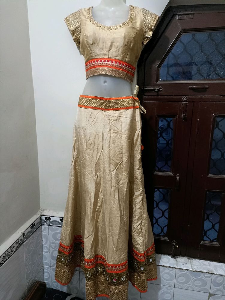 Golden Lehnga And Blouse For Sale