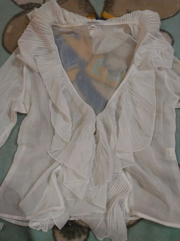 Ruffled White Blouse