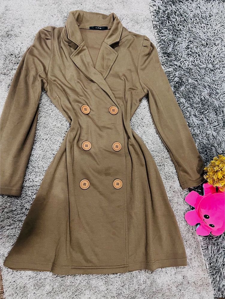 Khaki Double-Breasted Dress