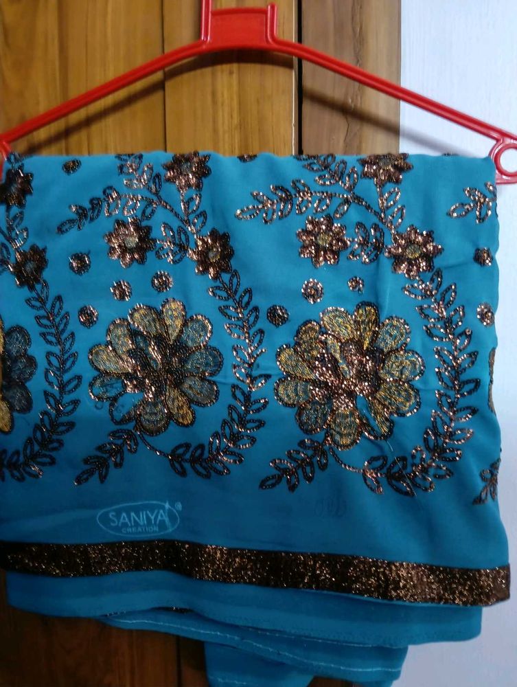 Embroidered Blue Saree