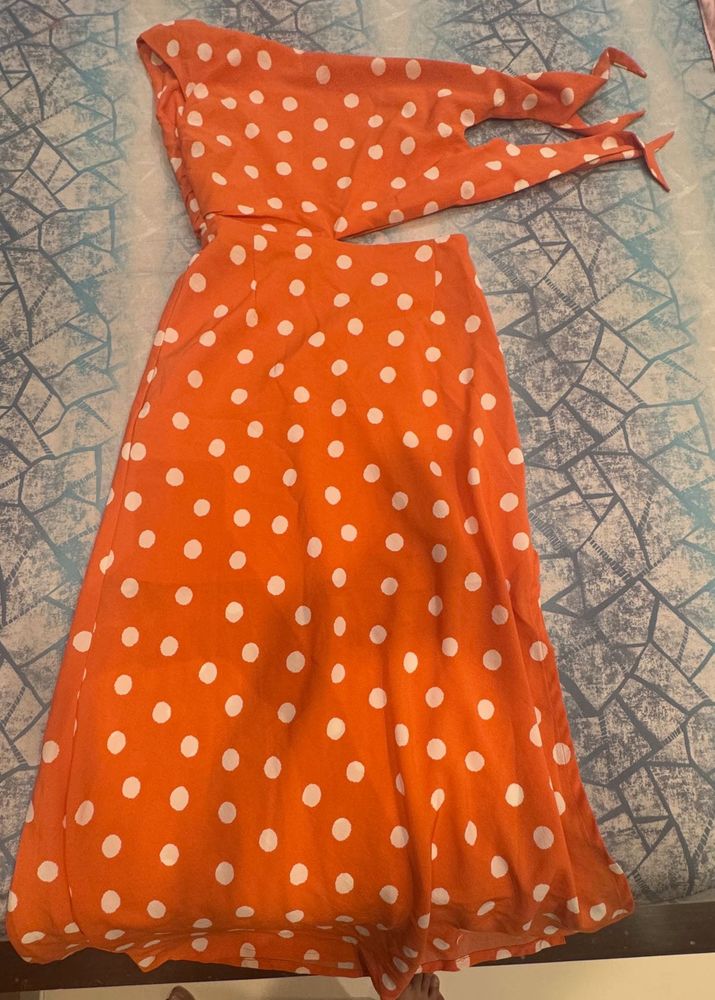 One Shoulder Polka Dot Knot Dress