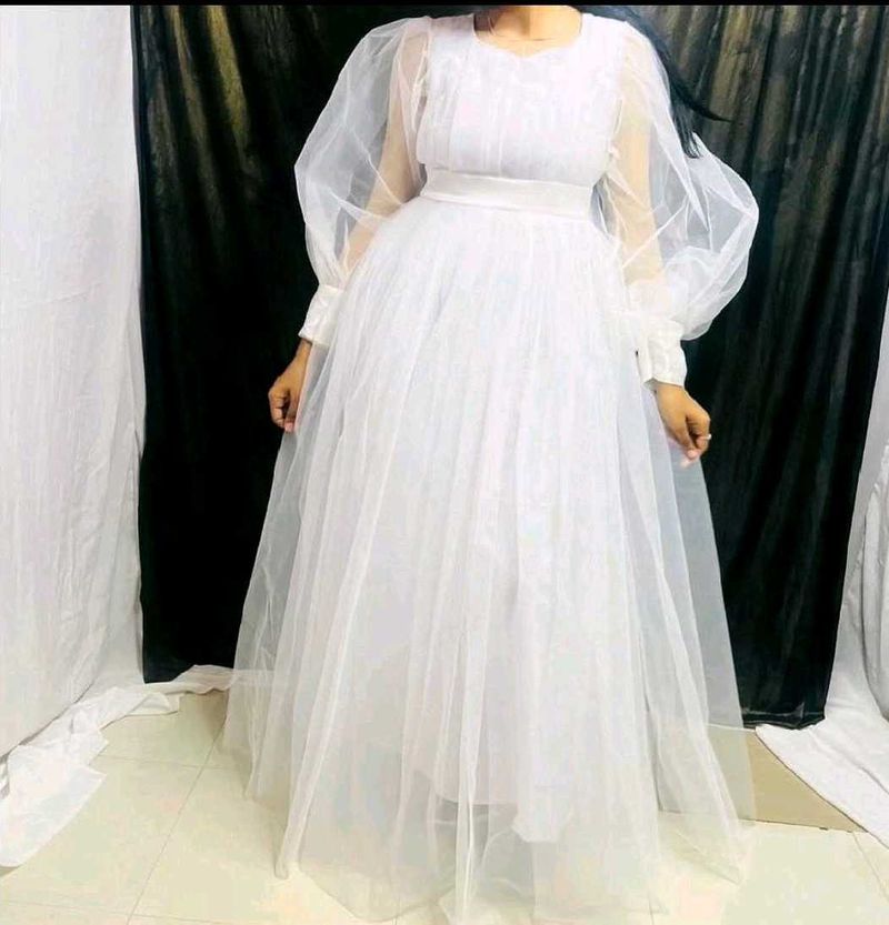 White Tulle Maxi Dress