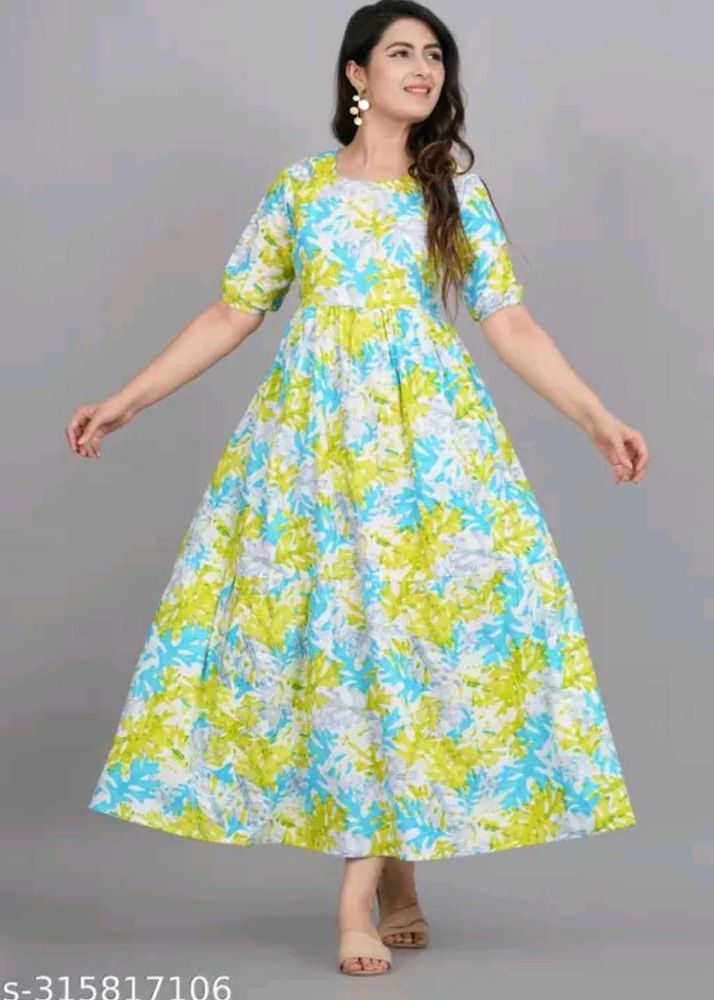 Green pure cotton feeding dress