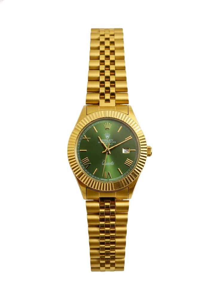 Rolex Golden Watch with green dial without box or