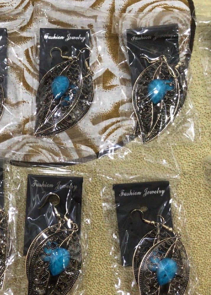 Premium Red Blue Stone Leaves Earrings- 1 Pairs