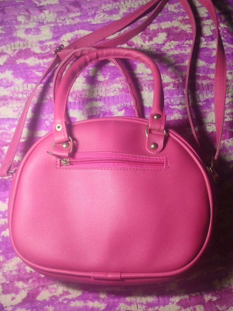 Pink Embossed Dome Handbag