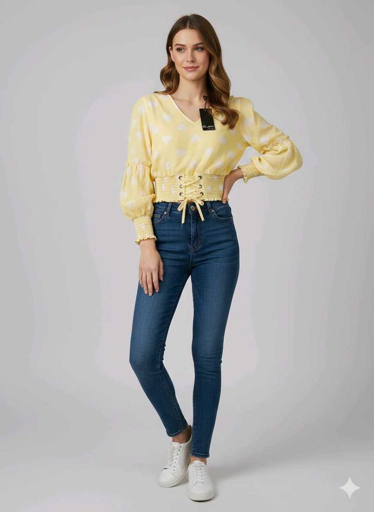 Chic Yellow Floral Print Top