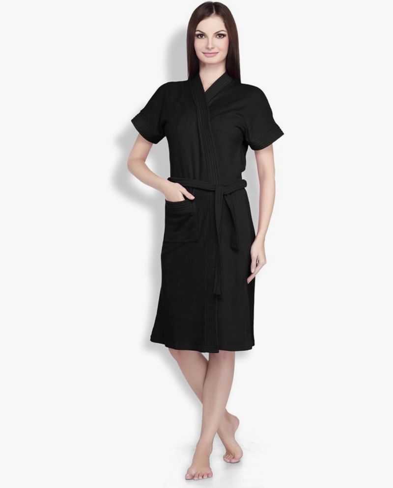 Black  Bath Robe For Women