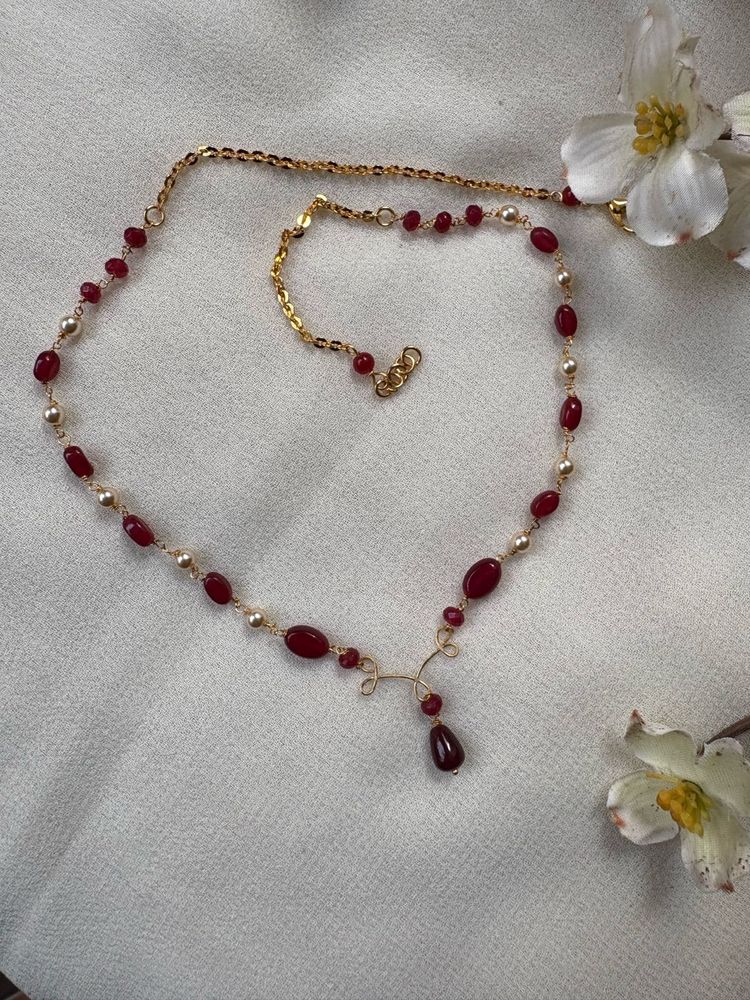 handmade princess ruby necklace