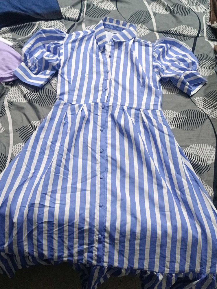 Striped Long Flaired Dress