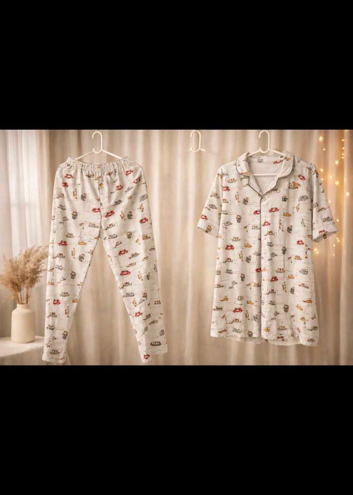 Cute Car Print Pajama Set