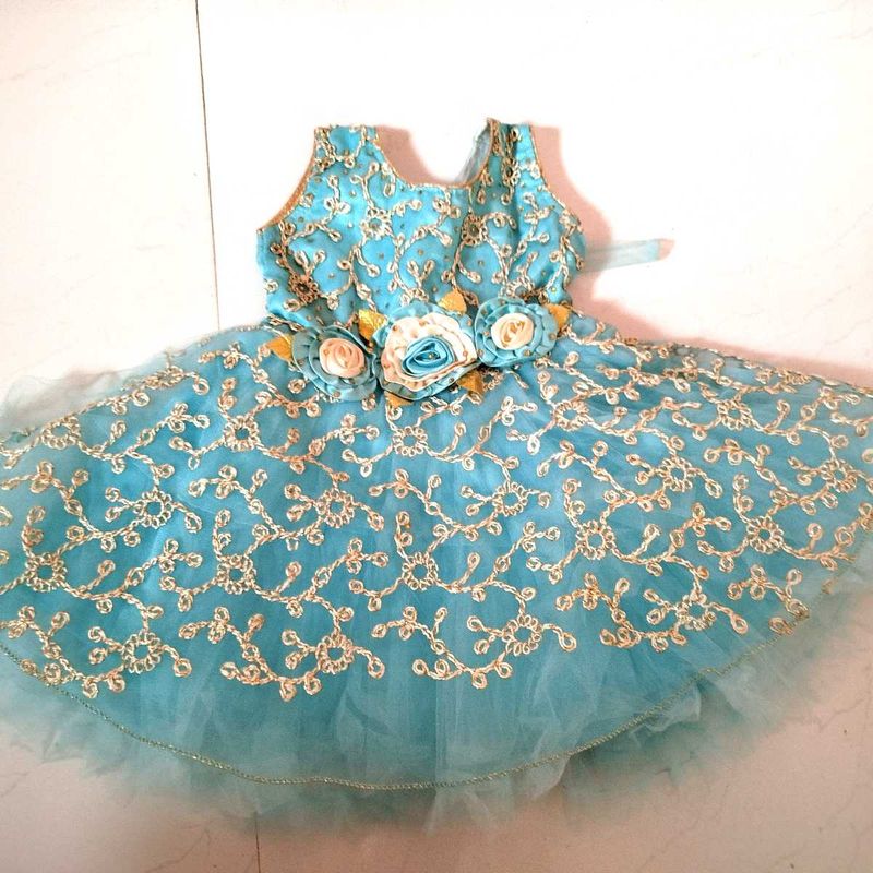 Cute Aqua Flower Girl Dress